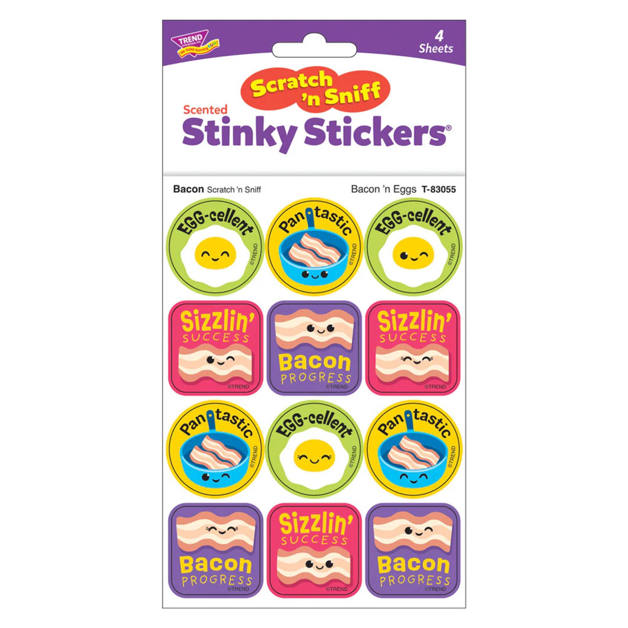 TREND Enterprises® Bacon 'n Eggs, Bacon Scent Scratch 'n Sniff Stinky Stickers®, 48 Per Pack, 6 Packs total of 288